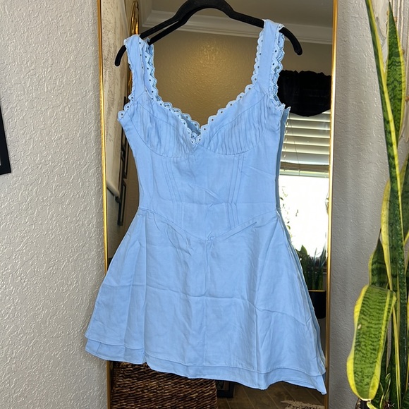HOUSE OF CB 'Tilly' Blue Pin Tuck Mini Dress NWOT - Picture 7 of 11